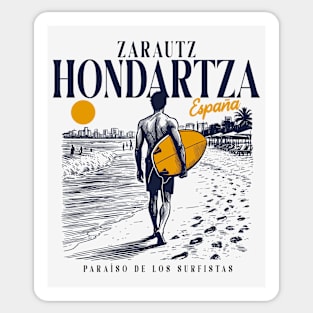 Vintage Surfing Zarautz Hondartza, Spain // Retro Surfer Sketch // Surfer's Paradise Sticker